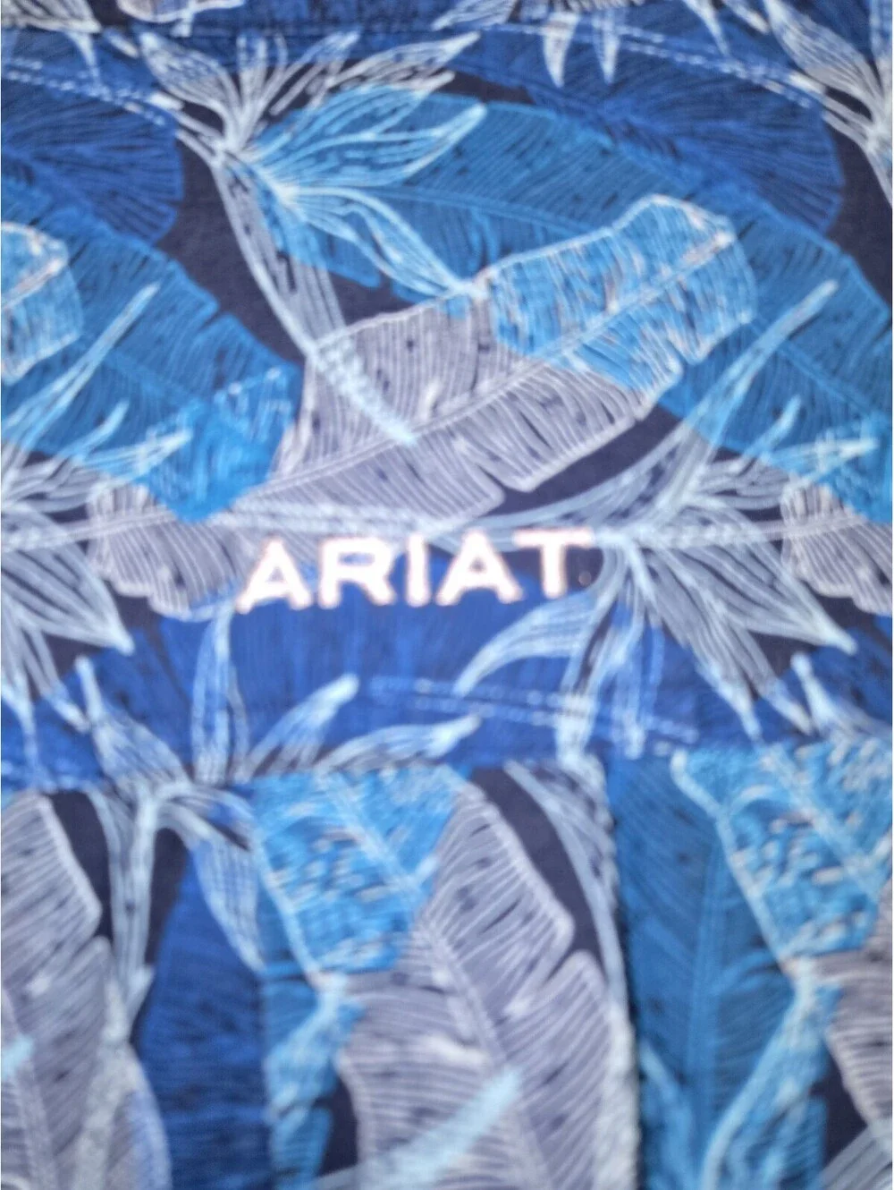 ariat shirts for men small Team Hugo Fitted Tropical Embroidered Spellout Teal